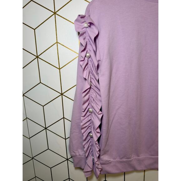 Timing Ruffle Sleeve Lilac Pullover Sweatshirt Women’s Size S - Picture 4 of 5